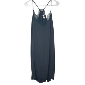 LoveStitch Black Lace Trim Racerback Medium Boho Tamsin Maxi Slip Dress